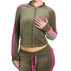 Body by Raven VELOUR TRACK SET (OLIVE/PINK)